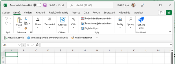 Vzhled Excelu po aktualizaci Office